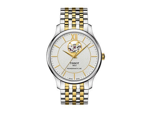 Buy Shop Tissot Tradition Powermatic 80 Open Heart Silver Dial Two Tone Steel Strap Watch For Men - T063.907.22.038.00 USA Online