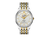 Buy Shop Tissot Tradition Powermatic 80 Open Heart Silver Dial Two Tone Steel Strap Watch For Men - T063.907.22.038.00 USA Online