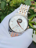 Buy Shop Tissot Tradition Powermatic 80 Open Heart Silver Dial Two Tone Steel Strap Watch For Men - T063.907.22.038.01 USA Online