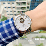 Buy Shop Tissot Tradition Powermatic 80 Open Heart Silver Dial Two Tone Steel Strap Watch For Men - T063.907.22.038.01 USA Online