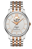 Buy Shop Tissot Tradition Powermatic 80 Open Heart Silver Dial Two Tone Steel Strap Watch For Men - T063.907.22.038.01 USA Online