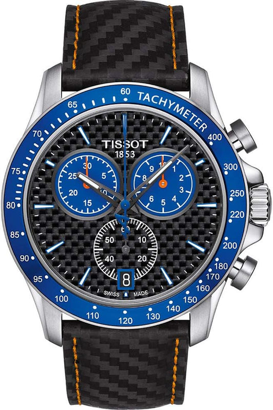 Buy Shop Tissot V8 Alpine Carbon Chronograph Black Dial Black Leather Strap Watch For Men - T106.417.16.201.00 USA Online