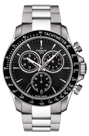 Buy Shop Tissot V8 Quartz Chronograph Black Dial Silver Steel Strap Watch For Men - T106.417.11.051.00 USA Online
