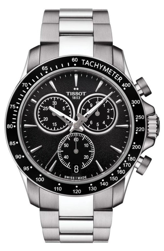 Buy Shop Tissot V8 Quartz Chronograph Black Dial Silver Steel Strap Watch For Men - T106.417.11.051.00 USA Online