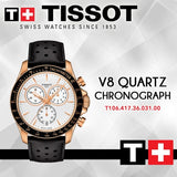 Buy Shop Tissot V8 Quartz Chronograph White Dial Black Rubber Strap Watch For Men - T106.417.36.031.00 USA Online