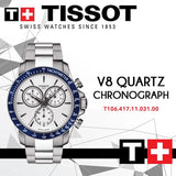 Buy Shop Tissot V8 Quartz T Sport Chronograph White Dial Silver Steel Strap Watch For Men - T106.417.11.031.00 USA Online