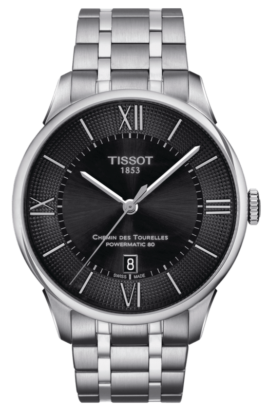 Buy Shop Tissot Chemin Des Tourelles Powermatic 80 Black Dial Silver Steel Strap Watch For Men - T099.407.11.058.00 USA Online