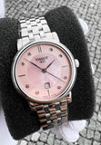 Tissot T Classic Carson Premium Mother of Pearl Pink Dial Silver Steel Strap Watch for Women - T122.210.11.159.00