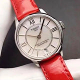 Buy Shop Tissot Chemin Des Tourelles Powermatic 80 Mother of Pearl White Dial Red Leather Strap Watch For Women - T099.207.16.118.00 USA Online