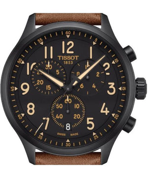 Buy Shop Tissot Chrono XL Quartz Black Dial Brown Leather Strap Watch For Men - T116.617.36.052.03 USA Online