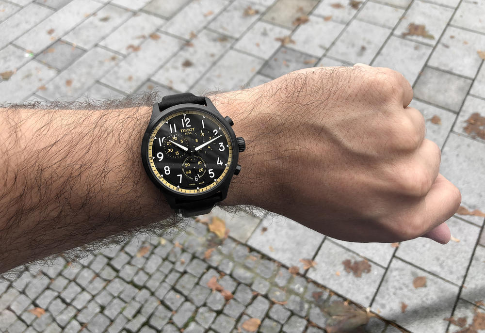 Buy Shop Tissot Chrono XL Vintage Chronograph Black Dial Black Leather Strap Watch For Men - T116.617.36.052.02 USA Online