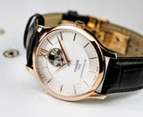 Buy Shop Tissot Tradition Powermatic 80 Open Heart Silver Dial Brown Leather Strap Watch For Men - T063.907.36.038.00 USA Online
