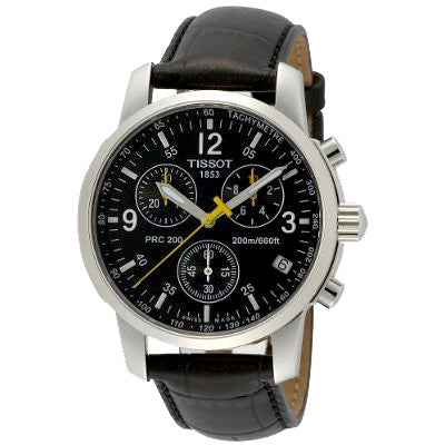 Buy Shop Tissot T Race PRC 200 Chronograph Quartz Black Dial Black Leather Strap Watch for Men - T17.1.526.52 USA Online