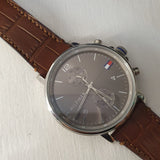 Tommy Hilfiger Daniel Grey Dial Brown Leather Strap Watch for Men - 1710416