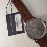 Tommy Hilfiger Daniel Grey Dial Brown Leather Strap Watch for Men - 1710416