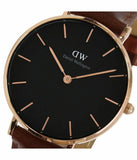 Buy Shop Daniel Wellington Petite St Mawes Black Dial Brown Leather Strap Watch For Women - DW00100169 USA Online