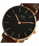Buy Shop Daniel Wellington Classic Petite St Mawes Black Dial Brown Leather Strap Watch For Women - DW00100225 USA Online