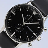 Buy Shop Emporio Armani Gianni Chronograph Black Dial Black Leather Strap Watch For Men - AR0397 USA Online