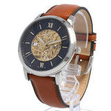 Buy Shop Fossil Neutra Automatic Luggage Skeleton Blue Dial Brown Leather Strap Watch for Men - ME3160 USA Online