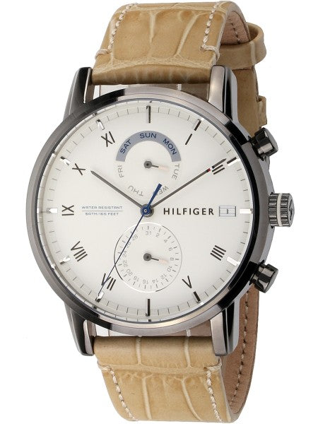 Buy Shop Tommy Hilfiger Kane White Dial Beige Leather Strap Watch for Men - 1710399 USA Online