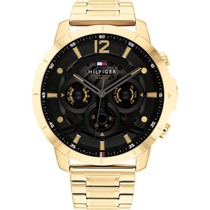Buy Shop Tommy Hilfiger Baker Chronograph Black Dial Gold Steel Strap Watch for Men - 1710447 USA Online