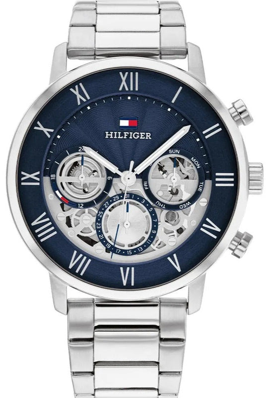 Buy Shop Tommy Hilfiger Legend Chronograph Blue Dial Silver Steel Strap Watch For Men - 1710569 USA Online
