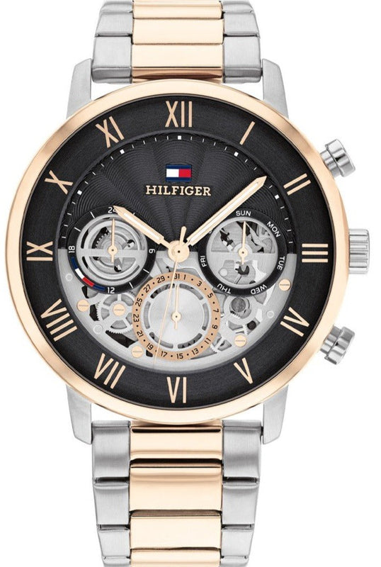 Buy Shop Tommy Hilfiger Legend Chronograph Black Dial Two Tone Steel Strap Watch For Men - 1710570 USA Online