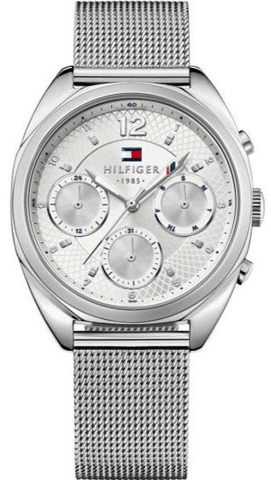 Buy Shop Tommy Hilfiger Mia Silver Dial Silver Mesh Bracelet Watch for Men - 1781628 USA Online