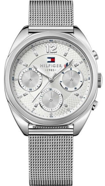 Buy Shop Tommy Hilfiger Mia Silver Dial Silver Mesh Bracelet Watch for Men - 1781628 USA Online