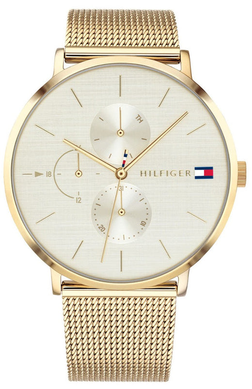 Buy Shop Tommy Hilfiger Jenna Quartz White Dial Gold Mesh Bracelet Watch For Women - 1781943 USA Online