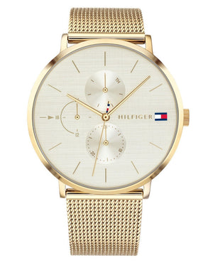 Buy Shop Tommy Hilfiger Jenna Quartz White Dial Gold Mesh Bracelet Watch For Women - 1781943 USA Online
