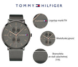 Tommy Hilfiger Jenna Multifunction Grey Dial Grey Mesh Bracelet Watch For Women - 1781945