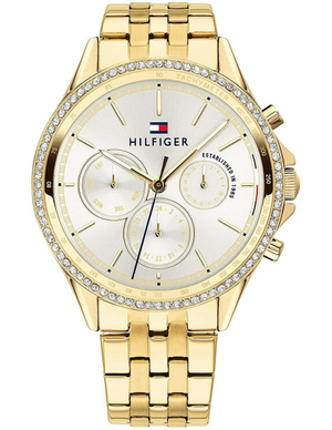 Buy Shop Tommy Hilfiger Ari Multifunction Diamonds Silver Dial Gold Steel Strap Watch for Women - 1781977 USA Online