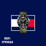 Buy Shop Tommy Hilfiger Drew Black Dial Green Rubber Strap Watch for Men - 1791065 USA Online
