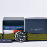 Buy Shop Tommy Hilfiger Drew Black Dial Green Rubber Strap Watch for Men - 1791065 USA Online