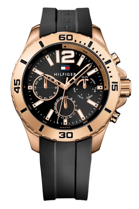 Buy Shop Tommy Hilfiger Sport Multifunction Black Dial Black Rubber Strap Watch for Men - 1791145 USA Online