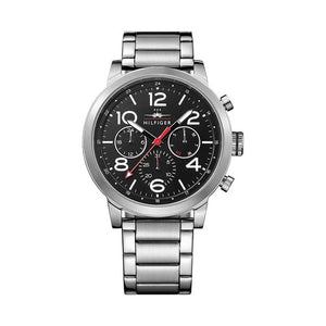 Buy Shop Tommy Hilfiger Jake Chronograph Black Dial Silver Steel Strap Watch for Men - 1791234 USA Online
