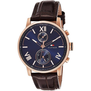 Buy Shop Tommy Hilfiger Aiden Quartz Blue Dial Brown Leather Strap Watch for Men - 1791308 USA Online