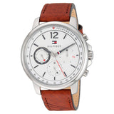 Buy Shop Tommy Hilfiger Landon Chronograph White Dial Brown Leather Strap Watch for Men - 1791531 USA Online