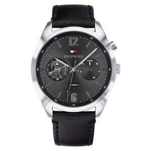 Buy Shop Tommy Hilfiger Deacan Grey Dial Black Leather Strap Watch for Men - 1791548 USA Online