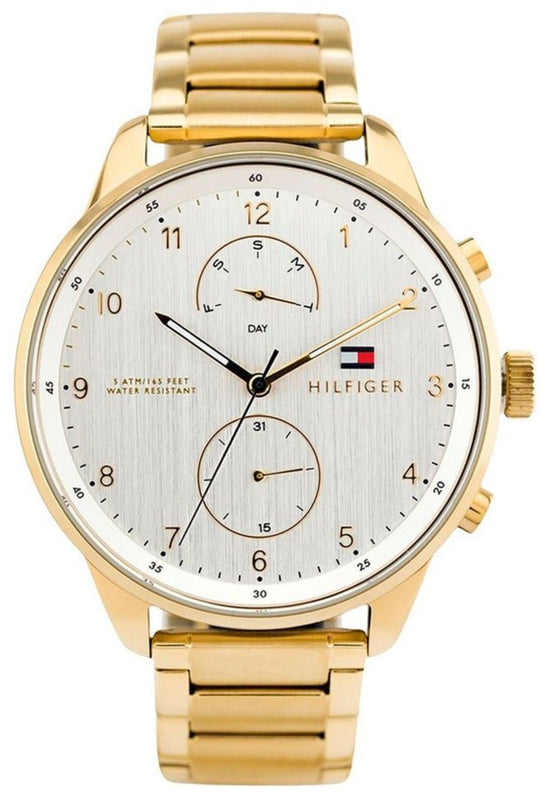 Buy Shop Tommy Hilfiger Chase Quartz White Dial Gold Steel Strap Watch for Men - 1791576 USA Online