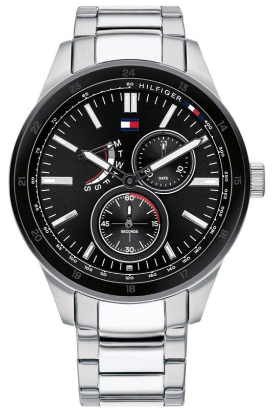 Buy Shop Tommy Hilfiger Austin Black Dial Silver Steel Strap Watch for Men - 1791639 USA Online