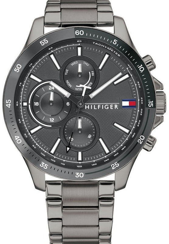Buy Shop Tommy Hilfiger Bank Grey Dial Grey Steel Strap Watch for Men - 1791719 USA Online