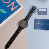 Buy Shop Tommy Hilfiger Aden Chronograph Black Dial Black Leather Strap Watch for Men - 1791310 USA Online