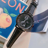 Buy Shop Tommy Hilfiger Aden Chronograph Black Dial Black Leather Strap Watch for Men - 1791310 USA Online