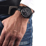Buy Shop Tommy Hilfiger Aden Chronograph Black Dial Black Leather Strap Watch for Men - 1791310 USA Online