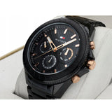 Buy Shop Tommy Hilfiger Aiden Chronograph Black Dial Black Steel Strap Watch For Men - 1791858 USA Online
