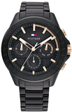 Buy Shop Tommy Hilfiger Aiden Chronograph Black Dial Black Steel Strap Watch For Men - 1791858 USA Online
