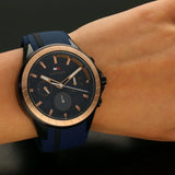 Buy Shop Tommy Hilfiger Aiden Chronograph Blue Dial Blue Silicone Strap Watch For Men - 1791860 USA Online