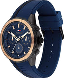 Buy Shop Tommy Hilfiger Aiden Chronograph Blue Dial Blue Silicone Strap Watch For Men - 1791860 USA Online